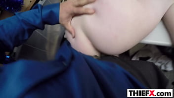 Preview 3 of Old Granmom Fat Samll Boy - Tiny redhead Krystal Orchid is a thief