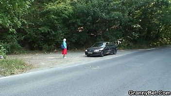 Preview 1 of Orgie O - Old granny getting nailed in the car