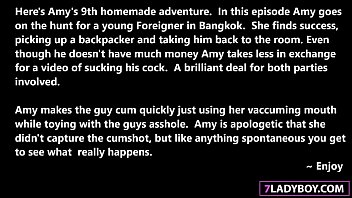 Preview 1 of Black French Cutie - Ladyboy Amy Backpacker Blowjob