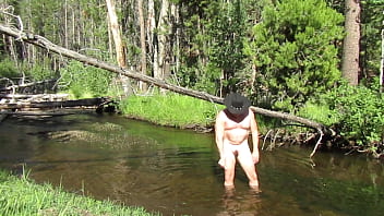 Preview 2 of Cute Cute Teen Girls F Hard - Bathing naked in the creek.