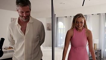 Preview 2 of Sisther Help Jerking - CURVACEOUS BLONDE Blake Blossom Rides Silver-Haired Stud Mike Mancini&#039_s HARD Cock
