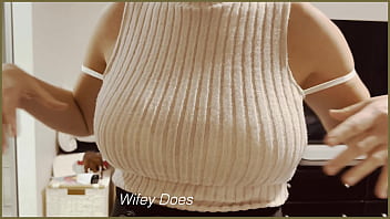Preview 2 of With Two Bug Cok - Taking of my shirt with my big tits after work