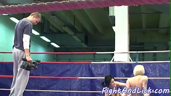 Preview 3 of Xvideoscom Free - Pussylicking babes wrestling in a boxing ring