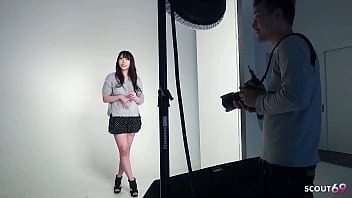 Preview 2 of Carley Raey - Japanese Teen in Swimsuit seduce to Suck and swallow at Model Job