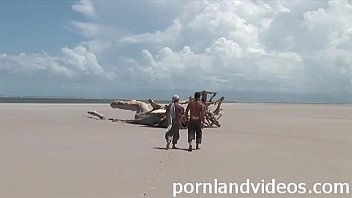 Preview 1 of Lety Mexicano - sex on the beach hot teen anal threesome double penetration