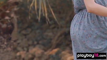 Preview 1 of Black Pornpics - Lovely brunette Ukrainian babe Adel Morel reveals us her pussy outdoor