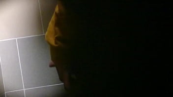 Preview 1 of German Girl Doggy Outdooor - Guy caught pissing at public urinal