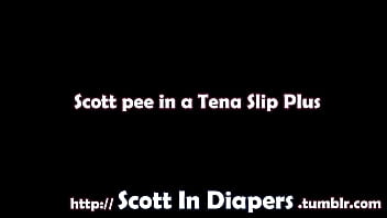 Preview 1 of Kim Kardashian Full Sex Tspe - Scott pee in a Tena Slip Plus