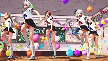 Preview 2 of Gift Daddy Teen - Futa girls stroking their dicks in school Mmd