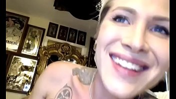 Preview 3 of Dog Fuck Her Baby - Sexy Blonde Tranny Shoots Cum on her Face