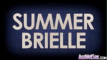 Preview 1 of Lesbian Strap On Bathroom - (Summer Brielle) Sexy Girl With Oiled Huge Butt Love Deep Anal clip-29