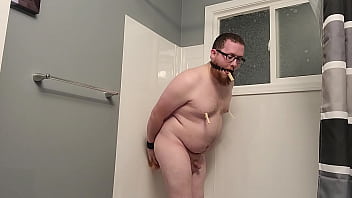 Preview 2 of Bf Xxx Vodo - Bitchboy bondaged and fucks self in shower