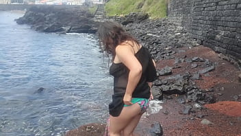 Preview 2 of Pashto Xnxx88 - Curvy Lady Dresses up in Sexy Clothes,  Masturbates on the Beach and Photoshoot