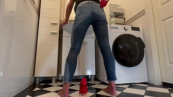 Preview 2 of Xxx Massage Video Porn - Desperate Wetting my Jeans and in my sexy Red HighHeels and play with