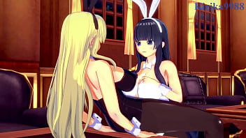 Preview 1 of New School - Ikaruga and Katsuragi Bunny Girl intense futanari sex. - Senran Kagura Hentai
