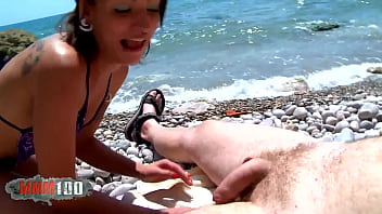 Preview 1 of Fuck Sister When Parent - Cute young spanish teen slut hard fucking and squirting at the beach