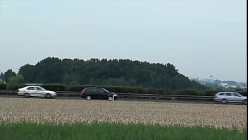 Preview 1 of 5 Boy And 1 Gils - cute petite 18 year old teen girl public sex gang bang threesome by busy highway