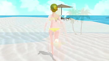 Preview 2 of Xvidoes 3gp - 【Emma】 Blonde anime girl tried on micro bikinis on the beach.