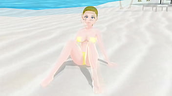 Preview 4 of Xvidoes 3gp - 【Emma】 Blonde anime girl tried on micro bikinis on the beach.