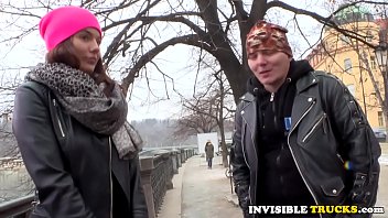 Preview 2 of Mom Fingers - European public beauty gets vibrator in truck