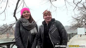 Preview 1 of Mom Fingers - European public beauty gets vibrator in truck
