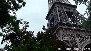 Preview 3 of K9 Fuck - Under the Eiffel Tower in Paris France,  extreme public sex risky threesome orgy