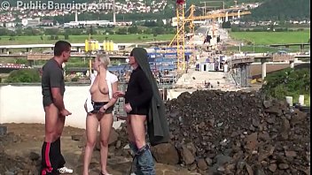 Preview 4 of Sister And Brother Sixty Vadios - Young blonde little hottie is fucked in public sex construction site threesome