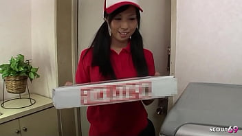 Preview 1 of 10 To 18 Year Girl Xxxxxx - Petite Japanese Pizza delivery Girl tricked to Fuck by old naked Guy