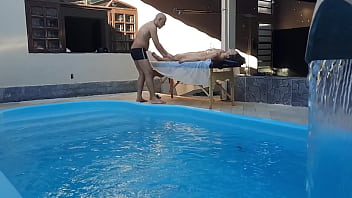 Preview 3 of Shemala And Girls - Massage in the pool. The therapist couldn&#039_t hold back and made her cum in his mouth.