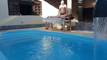 Preview 1 of Shemala And Girls - Massage in the pool. The therapist couldn&#039_t hold back and made her cum in his mouth.