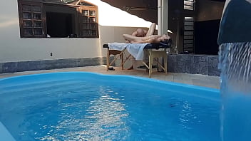 Preview 4 of Shemala And Girls - Massage in the pool. The therapist couldn&#039_t hold back and made her cum in his mouth.