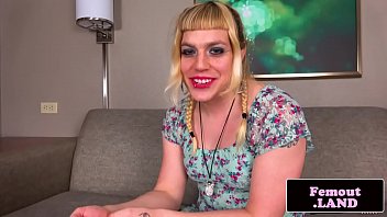 Preview 1 of Selena Dova Nurse - Pigtailed amateur femboy solo wanking cock