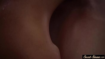 Preview 1 of Squirt Anal Lesbian - Ebony stepteen riding cock in the bathtub