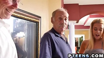 Preview 2 of Twotubegroup Teen - Two very horny old dudes are in amazing threeway fuck with hot blonde teen