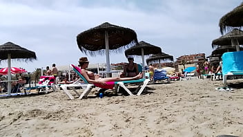 Preview 2 of Oh Shit Talk - Brunette with huge tits on the beach - part 1