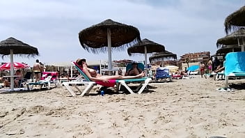 Preview 1 of Zul Dgn Ibunya - Brunette with huge tits on the beach - part 2