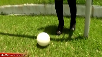 Preview 2 of Seachkukyu - Busty Latina TS exposes big breasts and butt on soccer field