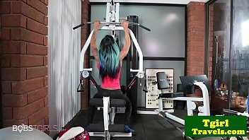 Preview 2 of Maryu Rao - Ebony gym trap pisses in bottle after workout