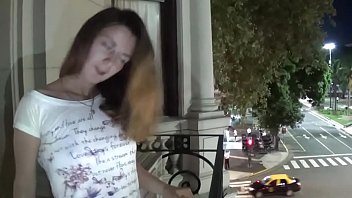 Preview 2 of Japan Nurses - Outdoor public pissing from a balcony in America
