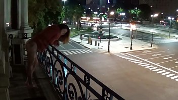 Preview 1 of Japan Nurses - Outdoor public pissing from a balcony in America