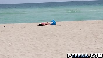 Preview 1 of Thick Mom With Son - Some horny old perverts pick up hot Latin teen on a beach and fuck her good
