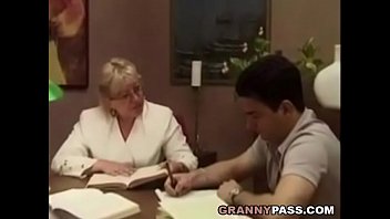 Preview 1 of Angela Aspen Bbc - Granny Teacher Flirts With Her Student
