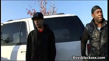 Preview 1 of 90 Year Old Creampie - Black Gay Muscular Man Fuck WHite Skinny Boy 14