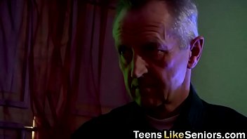 Preview 1 of Seachschool Girl Uniform - Skinny blonde teen blows old guy stiff boner