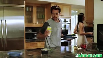 Preview 1 of Sexxxx Big Boobs - Hot horny couple fuck wildly on kitchen countertop