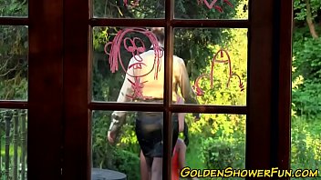 Preview 1 of Moms Sons Gangbang - Busty lesbian urinates