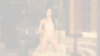 Preview 1 of Lady Docter In Patent - Doll face brunette gets playful with a wooden ruler