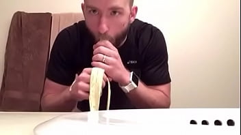 Preview 2 of Usa Online Sex Oldvsyou - discreet straight priest sucking on banana HOT