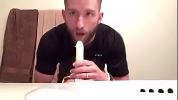 Preview 1 of Usa Online Sex Oldvsyou - discreet straight priest sucking on banana HOT