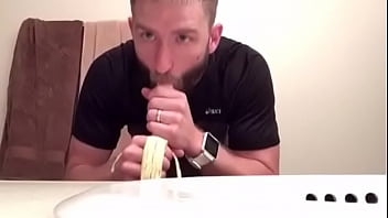 Preview 4 of Usa Online Sex Oldvsyou - discreet straight priest sucking on banana HOT